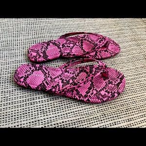 Pink Snake Print Flip Flops